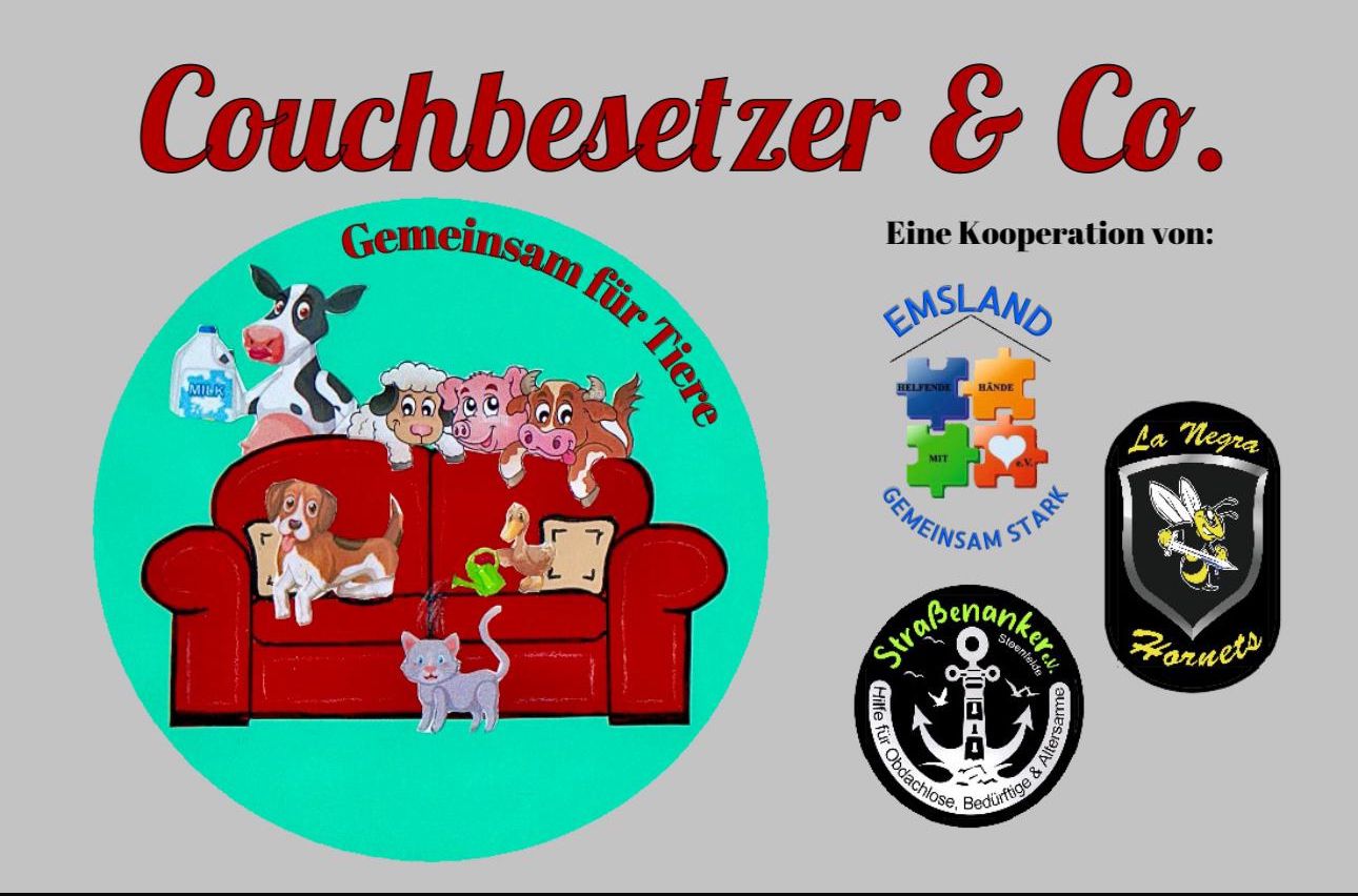 Couchbesetzter & Co. – Das neue Gemeinschaftsproject von La Negra Hornets, Helfende Hände mit Herz Emsland und Straßenanker e.V.
