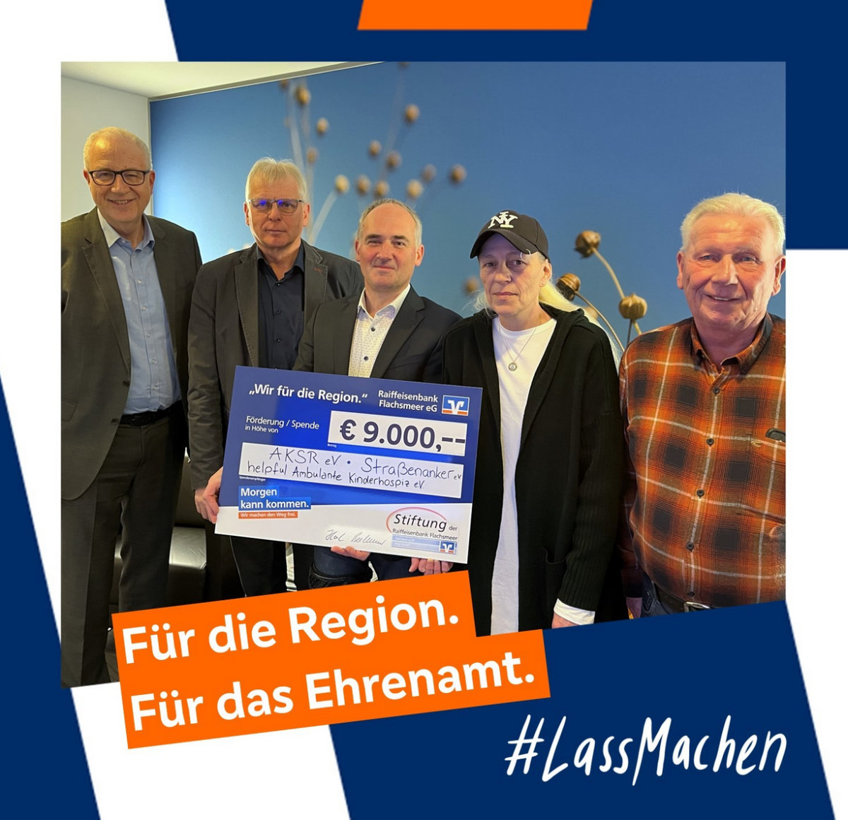 Stiftung der Raiffeisenbank Flachsmeer unterstützt Straßenanker e.V.